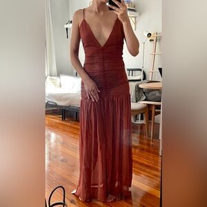 Elegant Rust Maxi Dress